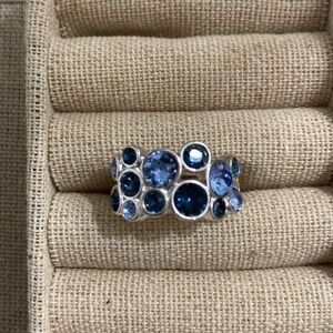Silver Ring with tones of Blue Stones